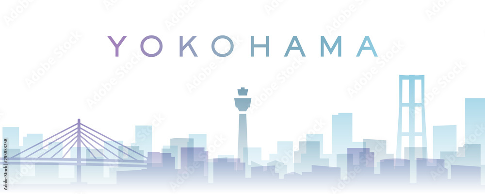 Yokohama Transparent Layers Gradient Landmarks Skyline